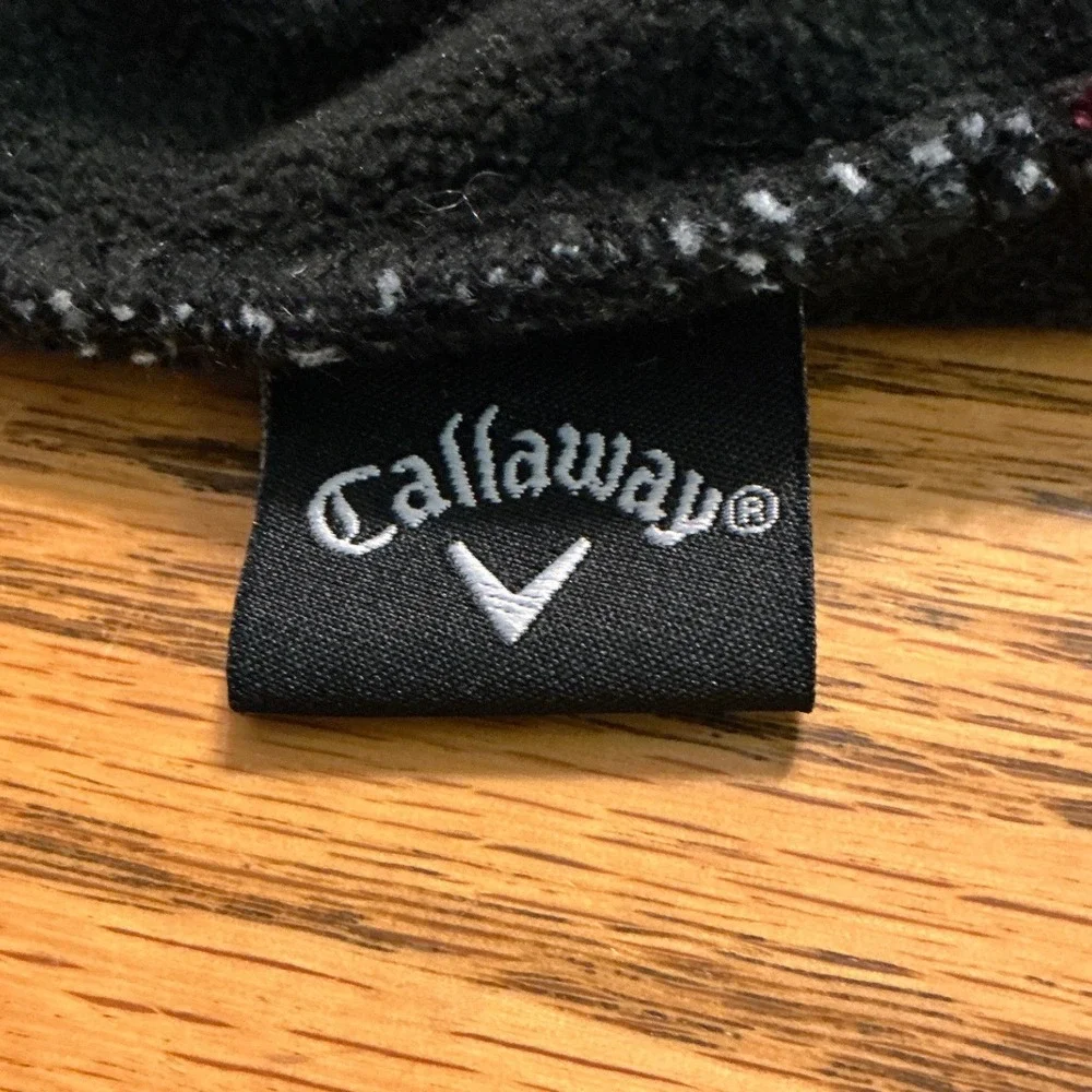 Callaway Golf Beanie Hat Striped Burgundy Black Grey Knit Fleece Lined Est 82